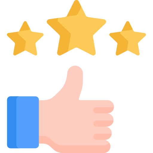 Ícone joínha com estrelas acima